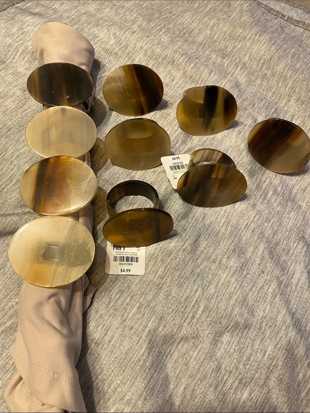 Pier 1 Imports Natural Horn-Like Napkin Rings Set of 10 NEW